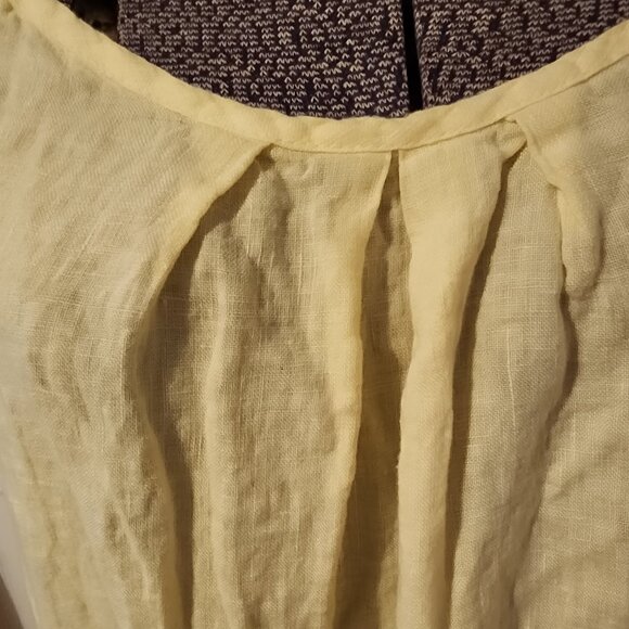 Size Large Terzo Millennio Made in Italy 100% Linen Maxi Dress Buttery Yellow - Picture 4 of 8